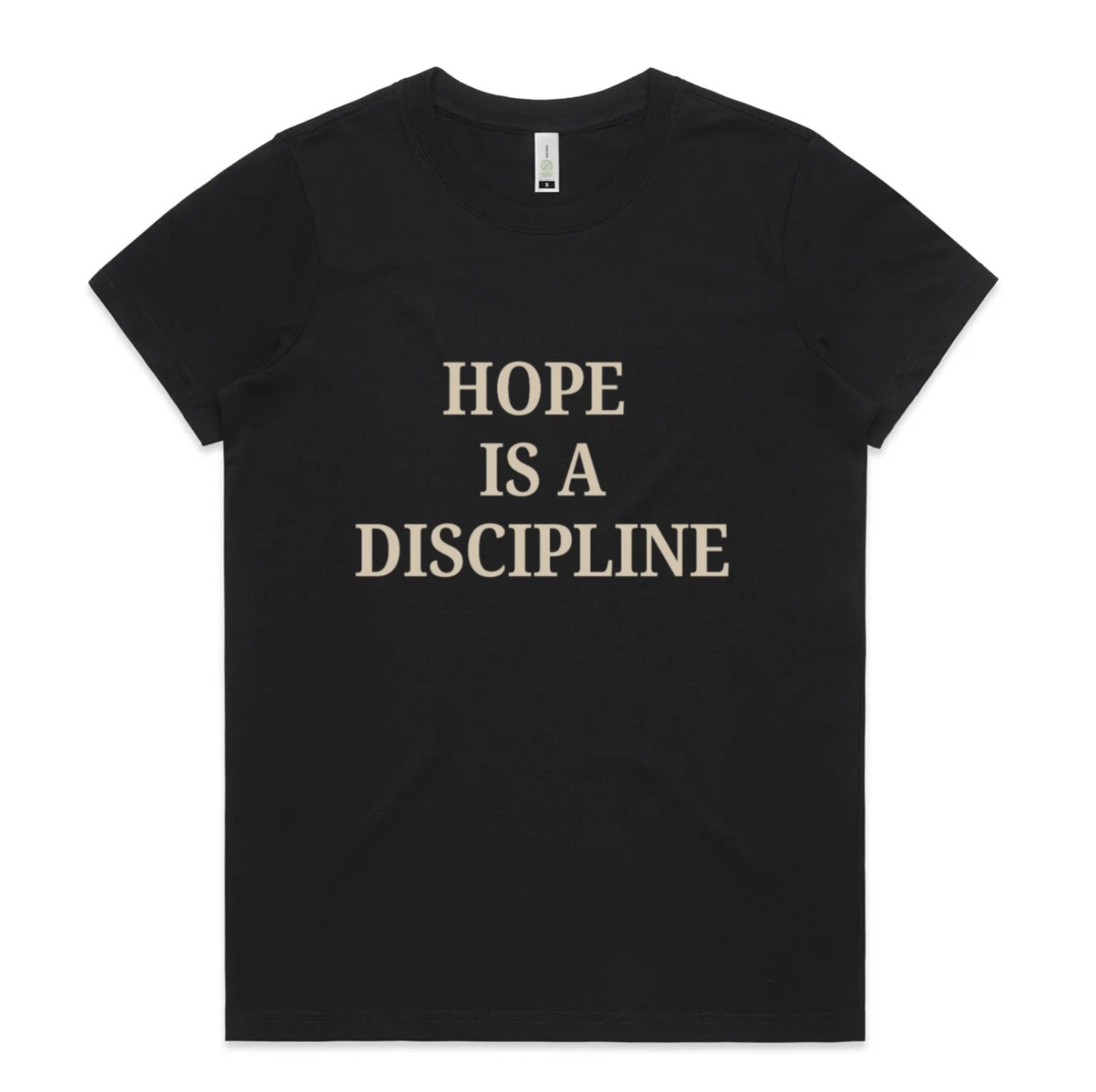 Hope Is a Discipline – Serif Edition (Beige on Black)women’s fit