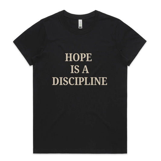 Hope Is a Discipline – Serif Edition (Beige on Black)women’s fit