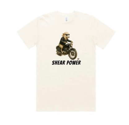 Shear Power Biker Sheep. Organic Cotton Tshirt. Mens S-3XL