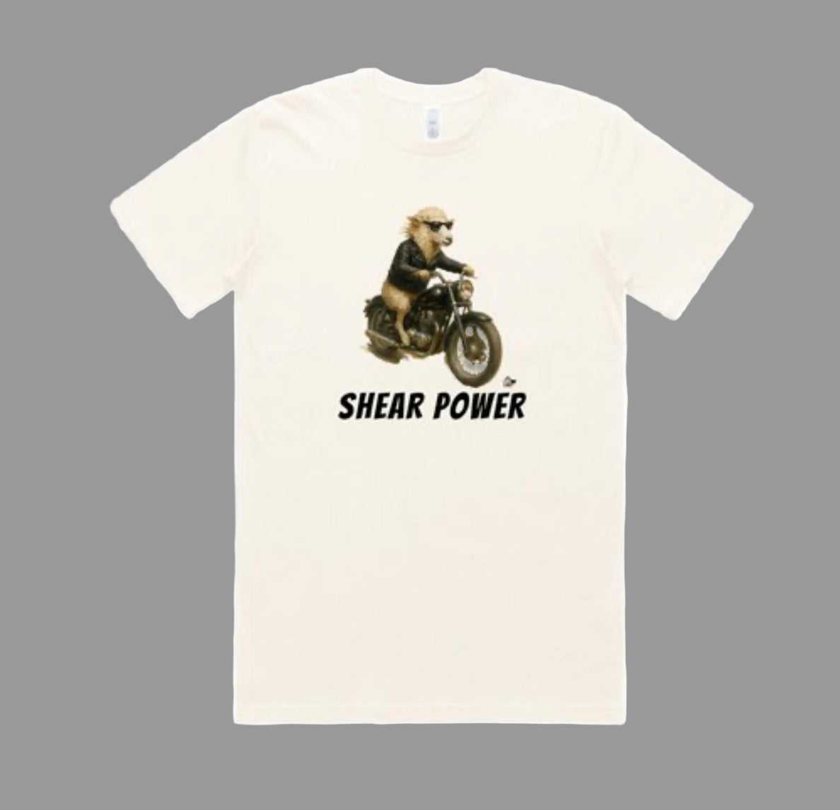 Shear Power Biker Sheep. Organic Cotton Tshirt. Mens S-3XL
