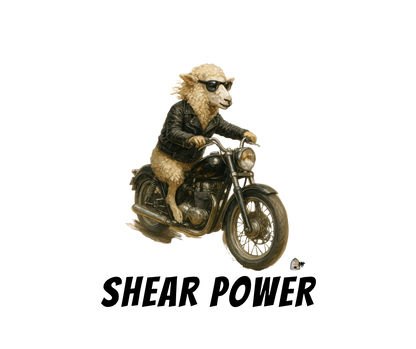 Shear Power Biker Sheep. Organic Cotton Tshirt. Mens S-3XL