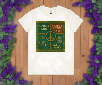 Peace, Housing & Climate Justice – Organic Cotton Activist Tee