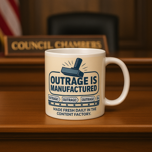 🟠 “Outrage Is Manufactured” Mug