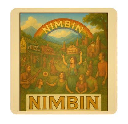 🌈 Nimbin Retro Vinyl Sticker – Waterproof. (3 Sizes: Small, Vinyl, Car Decal)