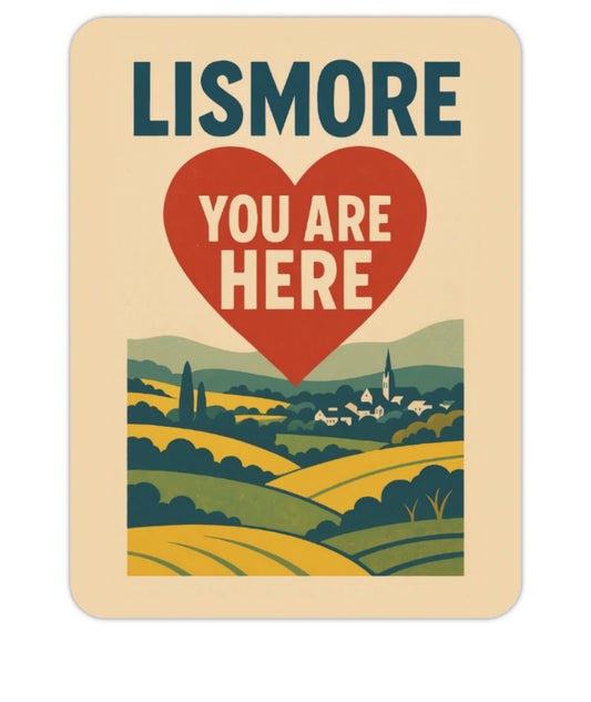 ✨ Lismore “You Are Here” Retro Sticker Collection. (3 Sizes: Small, Vinyl, Car Decal)