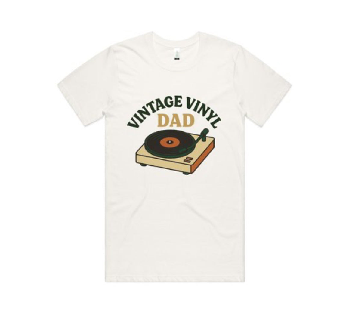 Vintage Vinyl Dad Tee. (Organic Cotton)