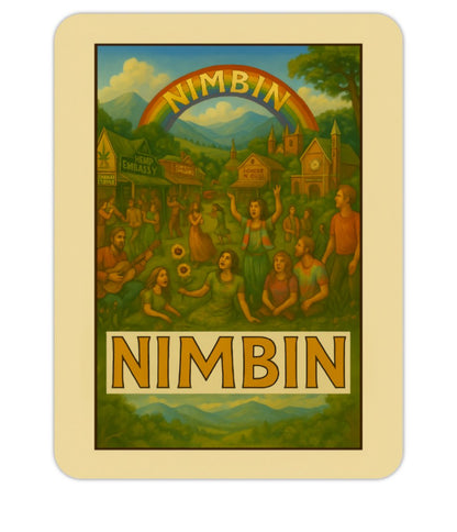 🌈 Nimbin Retro Vinyl Sticker – Waterproof. (3 Sizes: Small, Vinyl, Car Decal)
