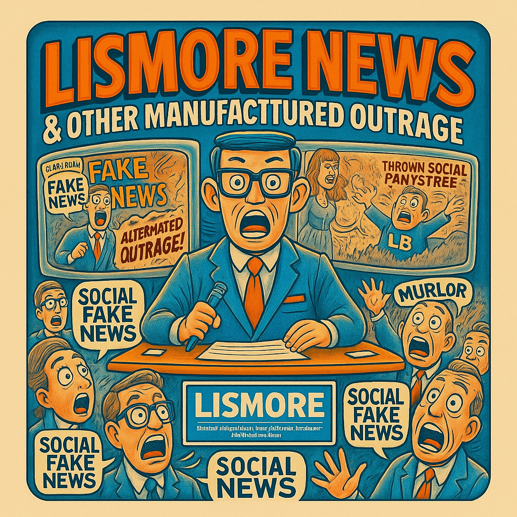 Lismore News – Satirical Sticker Collection. (3 Sizes: Small, Vinyl, Car Decal)