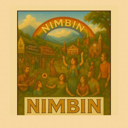 🌈 Nimbin Retro Vinyl Sticker – Waterproof. (3 Sizes: Small, Vinyl, Car Decal)