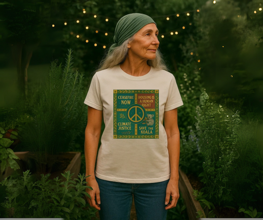 Peace, Housing & Climate Justice – Organic Cotton Activist Tee