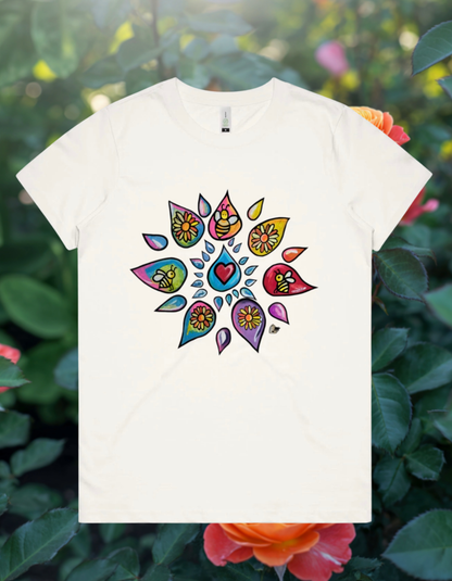 “Heart of the Hive” Organic Tee. Womens Fit.